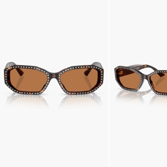 JIMMY CHOO | 56MM OVAL BROWN FRAME W. RHINESTONES SUNGLASSES main image 8